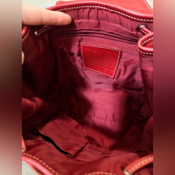 Vintage Coach Legacy Drawstring Leather Backpack dark red leather Style #9569